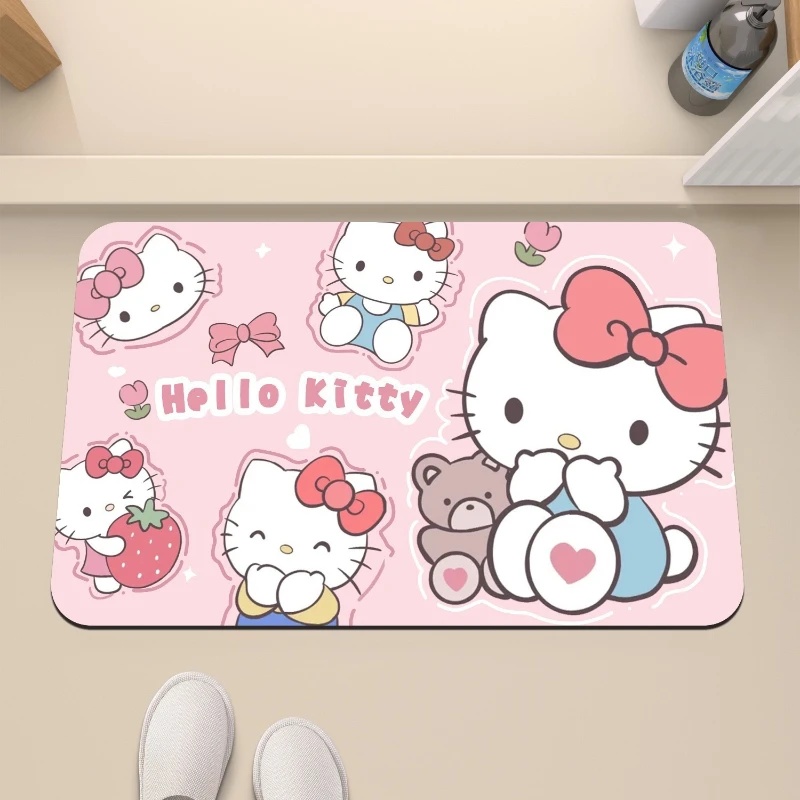 Quick Dry Diatomite Bath Mat - Hello Kitty Strawberry & Bear Diatomite