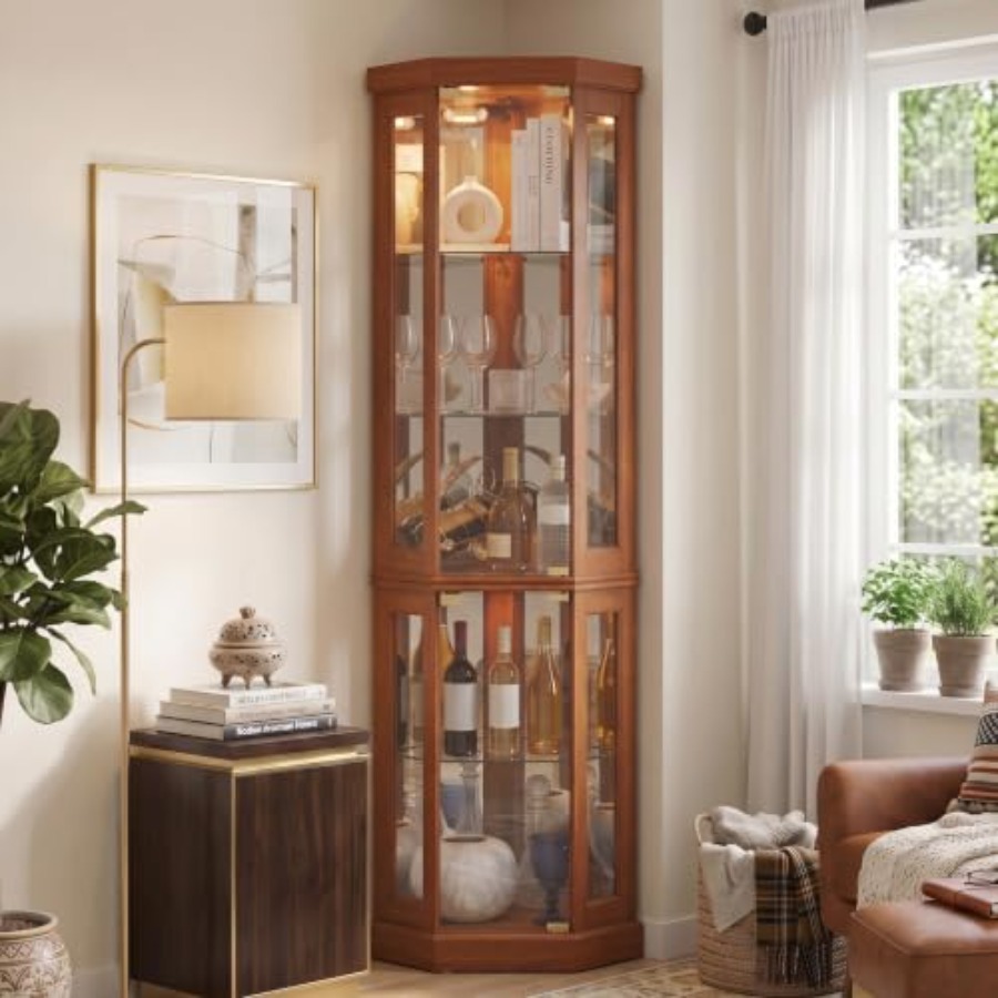 Storage & Organization - Corner curio cabinet for living room