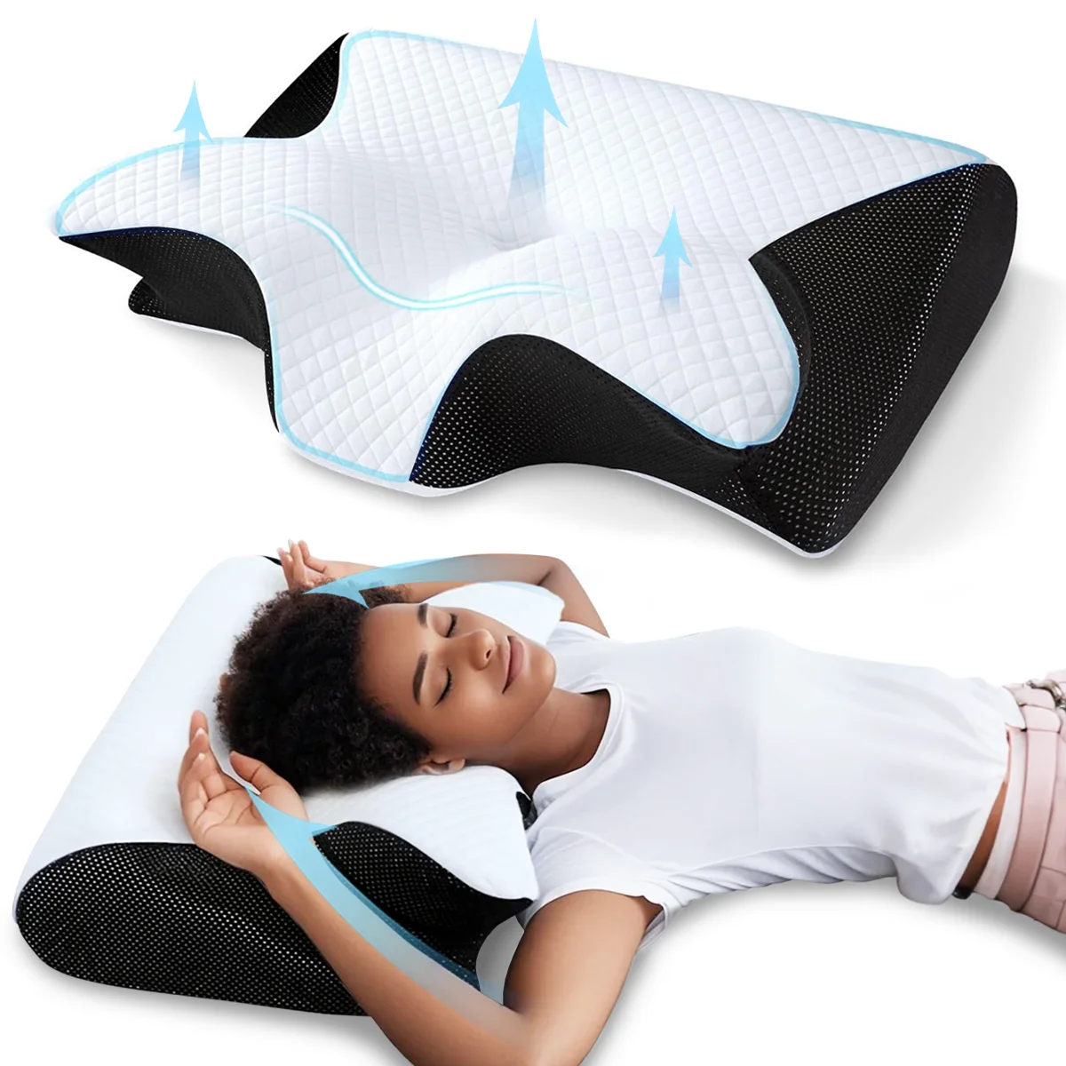 Memory Foam Orthopedic Pillow Neck Pain - 1pc Memory Foam Cervical Pillow, 2