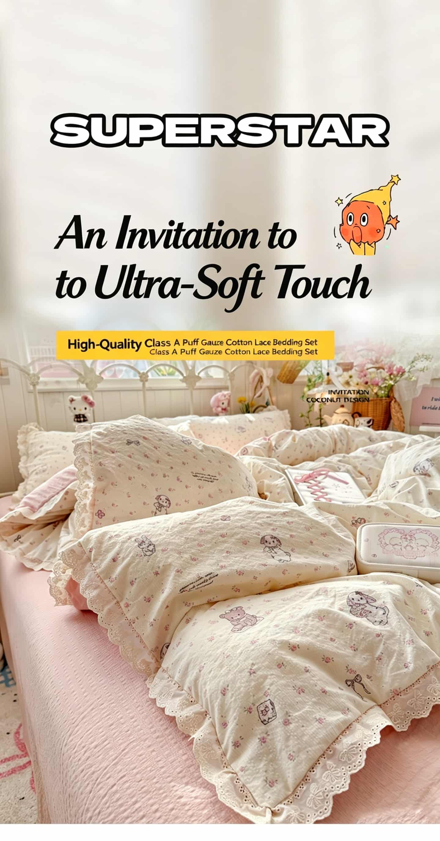 Ruffle Lace Floral Bedding Set - Aesthetic Floral Duvet Cover review and price