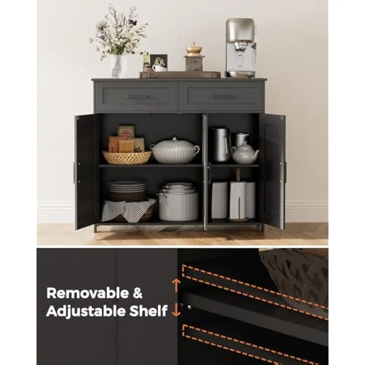 Coffee Bar Storage Cabinet wit - Kitchen review and price