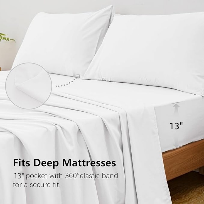 4Pcs King Size Bed Sheet Set 1 - Fitted Bed Sheets Deep Pocket review and price