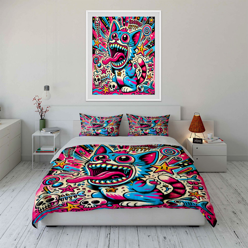 Pop graffiti style roaring cat - Duvet Cover Sets With Zipper review and price