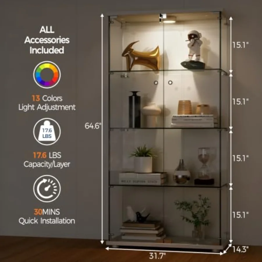 Tempered Glass Display Cabinet - Lighting review and price